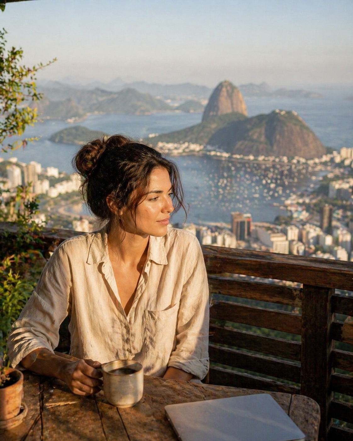 Lena Hartmann auf einer Veranda in Rio de Janeiro